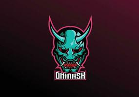 oni mask logo design mascot esport vector