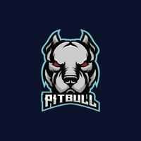 pitbull cabeza logo deporte equipo diseño juego de azar mascota vector