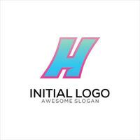 h inicial logo degradado vistoso diseño vector