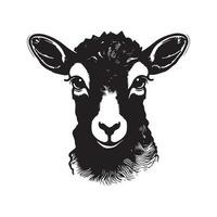 lamb, vintage logo line art concept black and white color, hand drawn illustration vector