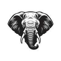 elephant, vintage logo line art concept black and white color, hand drawn illustration vector