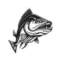 piraiba catfish, vintage logo line art concept black and white color, hand drawn illustration vector