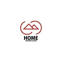 home with circle logo design line art vector