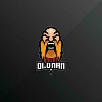 angry old man logo esport team design vector