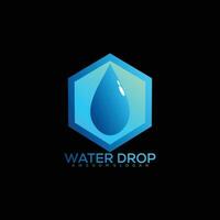 water drop with hexagon logo design colorful vector