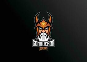 vikingo conquistador logo deporte equipo mascota diseño vector