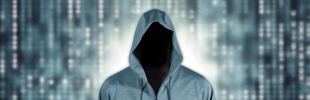 Hacker without face. Concept of dark web, hacking cybersecurity. image photo