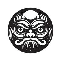 daruma, vintage logo line art concept black and white color, hand drawn illustration vector