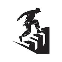 parkour, Clásico logo línea Arte concepto negro y blanco color, mano dibujado ilustración vector