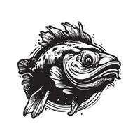 piraiba catfish, vintage logo line art concept black and white color, hand drawn illustration vector