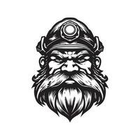 dwarf, vintage logo line art concept black and white color, hand drawn illustration vector