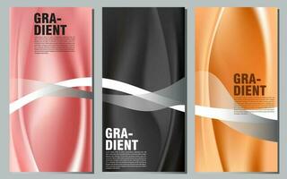 Set Abstract Background Smooth Gradient Mesh Wave Design. Banner Template Vector