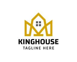 Monoline gold crown house logo vector