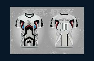 Modern Soccer jersey football sport t shirt design suitable for racing, soccer, gaming and e sports Vector Illustration and double-sided mockup design