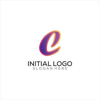 C inicial logo degradado vistoso diseño icono vector