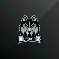 lobo cabeza logo deporte diseño juego de azar mascota vector