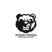 angry panda logo design line art vector