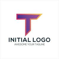 initial t logo design gradient colorful vector