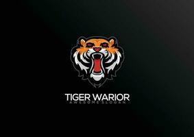 Tigre guerrero logo deporte diseño mascota vector