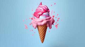 rosado y azul hielo crema. ilustración ai generativo foto