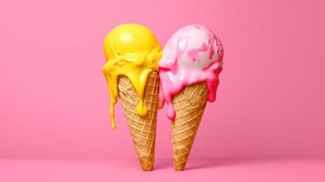 Pink and Yellow Ice Cream. Illustration photo