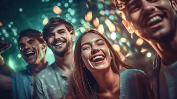 Happy Young people in night club. Illustration photo