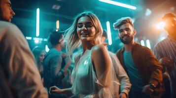 Happy Young people in night club. Illustration photo