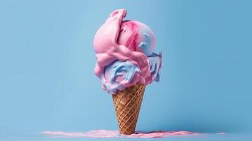 rosado y azul hielo crema. ilustración ai generativo foto