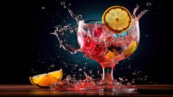 Summer cocktail with lemon. Illustration photo