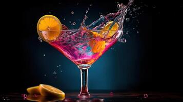 Summer cocktail with lemon. Illustration photo