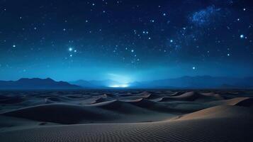 Desert and starry night. Illustration photo