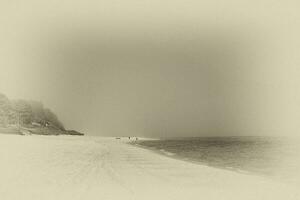 views of the Polish Baltic Sea in spring in a retro style photo