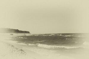 views of the Polish Baltic Sea in spring in a retro style photo