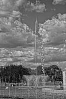 large fountain on a warm summer day in Warsaw in Poland photo