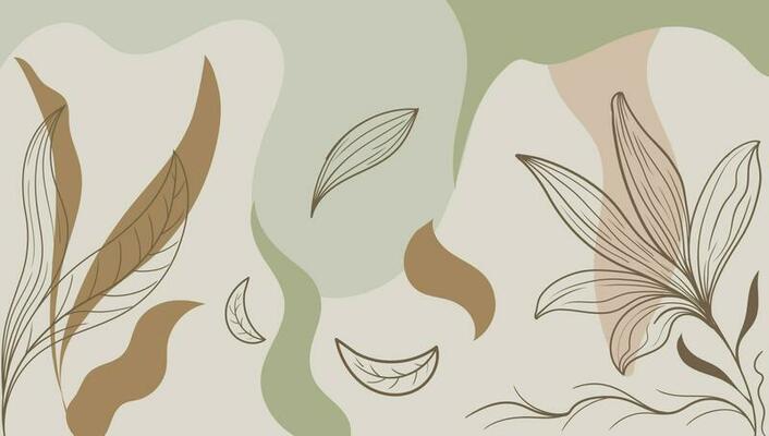 Trendy bohemian abstract element liquid shape art templates with floral elements. For social media posts, mobile apps, banners design and web, internet ads. Fashion backgrounds. Boho style background