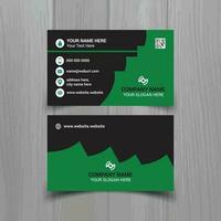 Horizontal Green and deep grey color business card vector template, simple clean layout design template