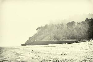 views of the Polish Baltic Sea in spring in a retro style photo