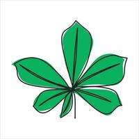Vector leaf drawing of one continuous line. Color illustration of leaf in the style of one line art