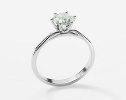 3D silver Wedding diamond Ring isolated on white background. photo