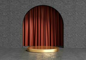 3D rendering platform podium with curtain product presentation background photo