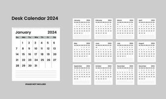 escritorio calendario 2024 vector