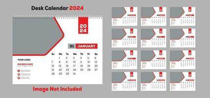 escritorio calendario 2024 vector