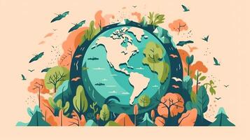 An illustration of the planet Earth, Eco planet to have a green planet. photo