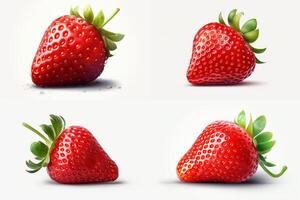 set collage Red berry strawberry isolated on white background photo