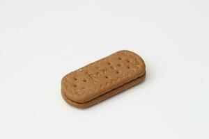 Bogor, Indonesia - 2021. a close up of chocolate biscuit isolated on white background. photo