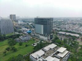 Bogor, Indonesia - 2022. aerial view of shophouses and roads photo