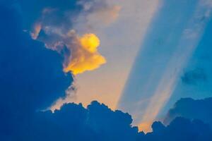 Black clouds before the storm and the rain, big white clouds in the blue sky, Nimbostratus clouds, an altostratus cloud photo