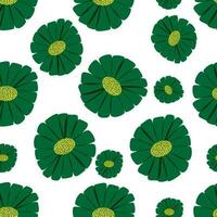 seamless pattern of green flower flat style for design and decor vector