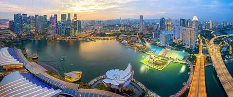 Downtown city skyline at the marina bay, cityscape of Singapore photo