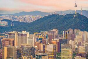 Downtown Seoul city skyline, cityscape of South Korea photo